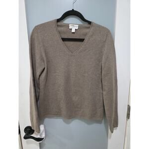 Charter Club 100% Cashmere V-Neck Sweater Brown Medium Soft Classic
